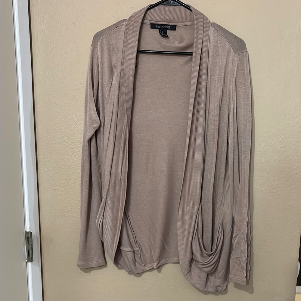 Forever 21 Tan Open-Front Cardigan